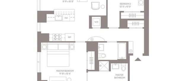 NO FEE- 2BR/2Bath! N/W Exposure &amp; W/D in Unit