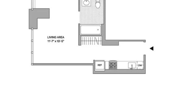 NO FEE! Large Alcove Studio with W/D in unit in Luxury Building!